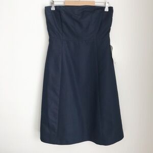 J Crew Navy Strapless Cotton Dress Size 10 NWT Empire Waist Lined A-Line